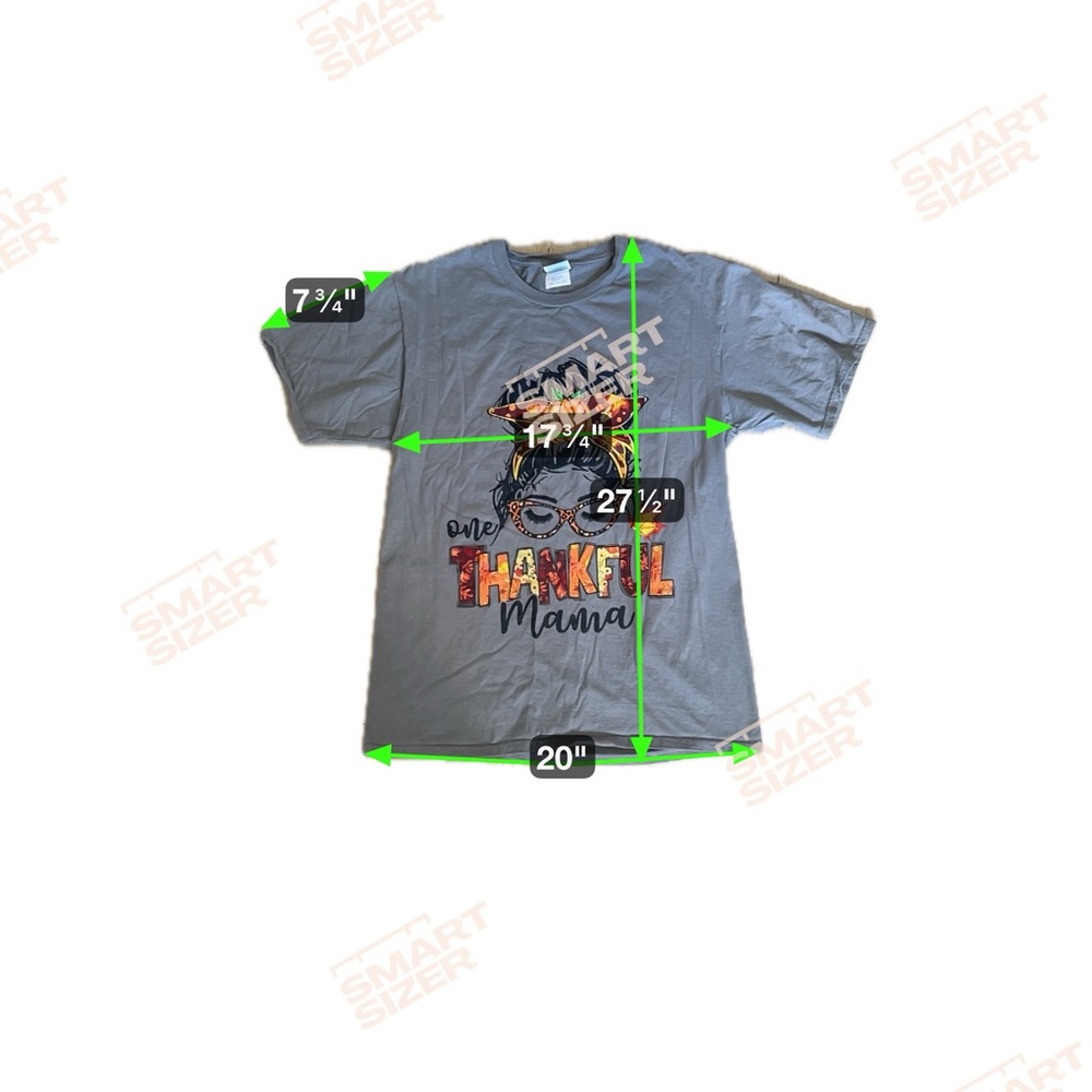 One Thankful Mama Graphic Gray Orange Relaxed Tee Thanksgiving - Picture 10 of 10